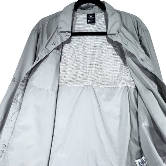 White Sierra Outdoor Shirt Beige Medium Fishing Hiking Vented Rolled Sleeves - Picture 9 of 16